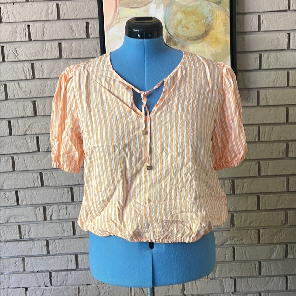 MICHAEL Michael Kors Orange Puff Sleeve Crop Blouse